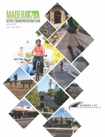 Madera County Active Transportation Plan Document Cover - Various pike and pedestrian users.